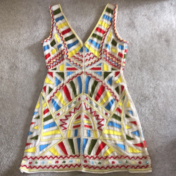 Gianni Bini | Abstract Multicoloured Beaded Sequin Dress - Picture 8 of 13